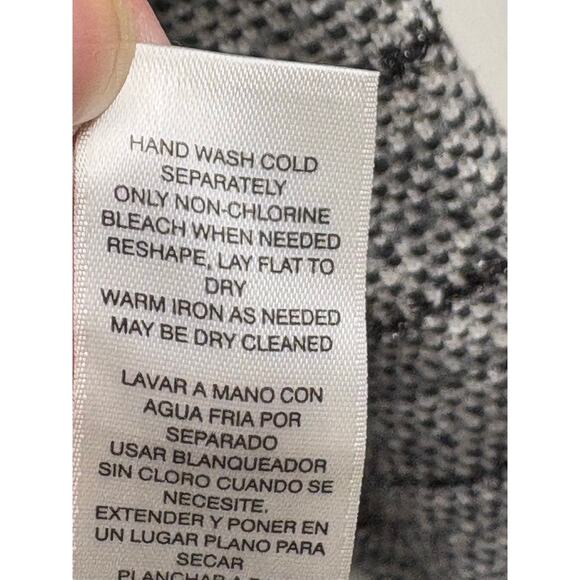 Chico’s Open Front Gray Black Cardigan Lace Trim Frayed Edges Size 2 or Womens L - Picture 7 of 7